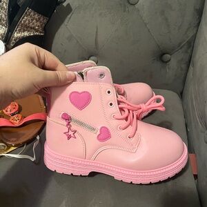 Pink Kids Boots with Heart Design